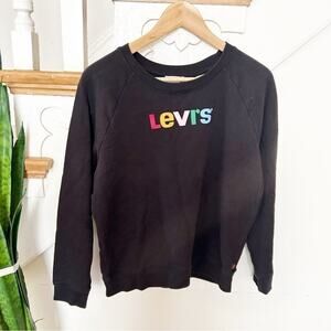 Levi's Black Rainbow Graphic Print Long Sleeve Cotton Blend Sweatshirt Size S